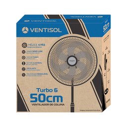 Ventilador Coluna Preto 50cm Turbo 6 Pás Oscilante Ventisol 127v - 8