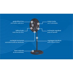 Ventilador Coluna Preto 50cm Turbo 6 Pás Oscilante Ventisol 127v - 7