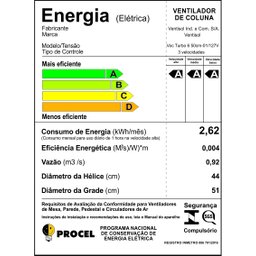 Ventilador Coluna Preto 50cm Turbo 6 Pás Oscilante Ventisol 127v - 9