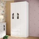 Ver imagem 2 de Guarda-roupa Infantil 92cm com Vidro 3 Portas e 2 Gavetas Amora Multimóveis Mp4508 Branco