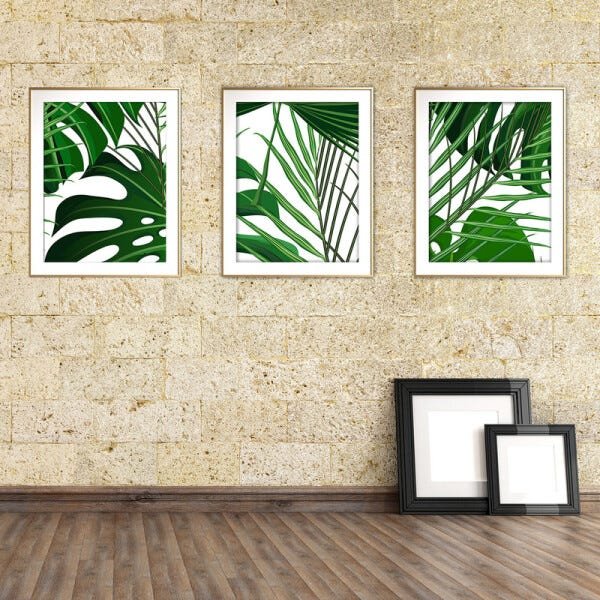 Quadro mdf délicat dourado 68x126 folhas tropicais mod 12 - 2