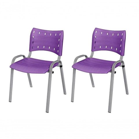 Cadeira Iso Base Cinza , Escritório Violeta - Kit 2 Un