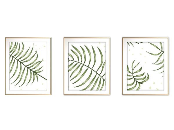 Quadro mdf délicat dourado 55x110 folhas tropicais mod 178 - 1