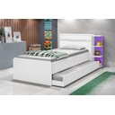 Ver imagem 1 de Cama Baú com Cama Auxiliar Ja 100% Mdf com Estrado em Madeira com Prateleiras Laterais e 2 Gavetas C