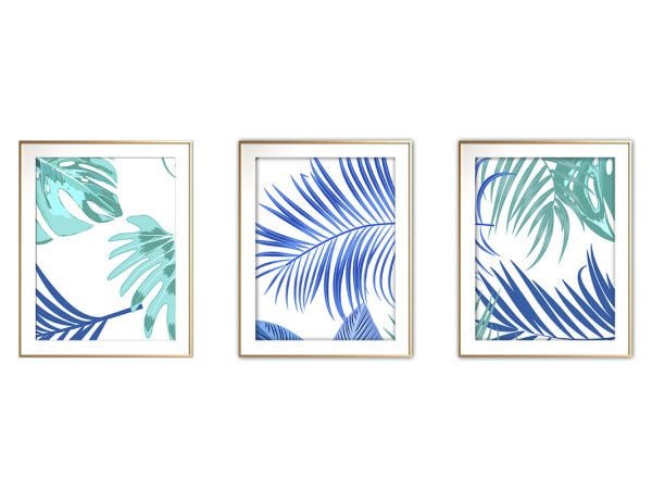 Quadro mdf délicat dourado 55x110 folhas tropicais mod 168 - 1