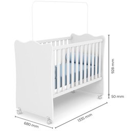 Berço Infantil Doce Mel com Rodízios Branco - 5