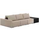 Ver imagem 1 de Sofá Ilha Modular para Sala 342cm com Puff Dublin K01 Linho Bege e Sintético Preto - Lyam Decor