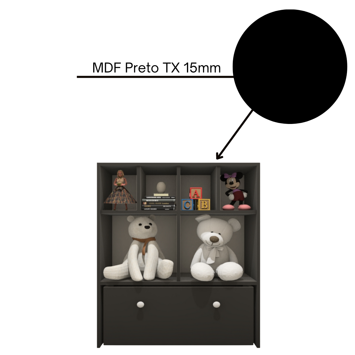 Estante Nicho Organizador de Brinquedos Infantil em Mdf Plancasa:preto Tx - 8