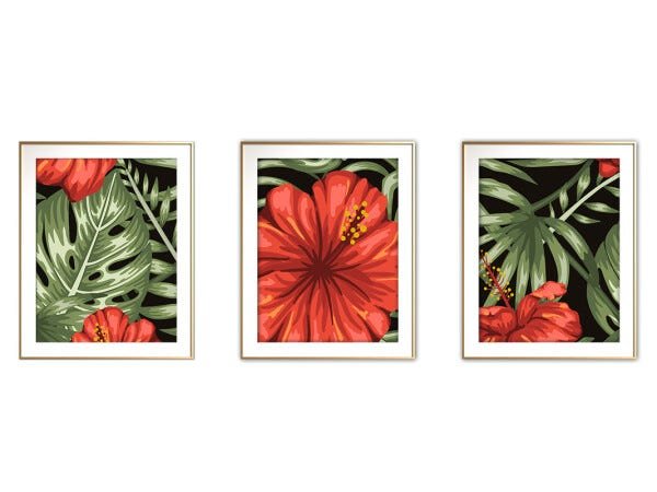 Quadro mdf délicat dourado 45x96 folhas tropicais mod 176 - 1