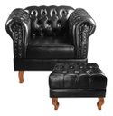 Ver imagem 2 de Kit Poltrona com Puff Decorativo Chesterfield Capitonê Dom Pedro - Couríssimo Preto