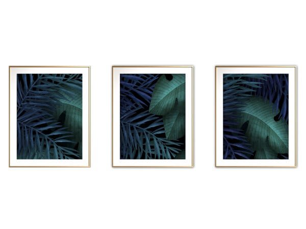 Quadro mdf délicat dourado 45x96 folhas tropicais mod 139 - 1