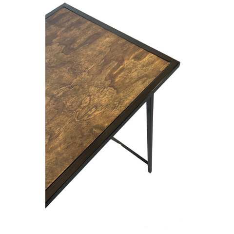 Mesa Centro Sala Estar 84x84x35cm Preta com Vidro Industrial Moon Don Castro Decor