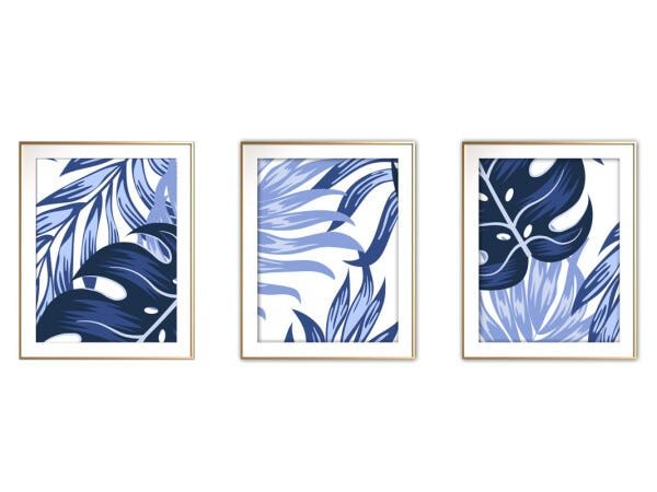 Quadro mdf délicat dourado 30x66 folhas tropicais mod 183 - 1