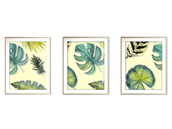 Quadro mdf délicat dourado 30x66 folhas tropicais mod 172 - 1