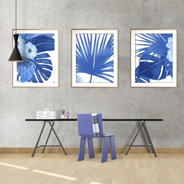 Quadro mdf délicat dourado 30x66 folhas tropicais mod 165 - 2