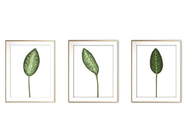 Quadro mdf délicat dourado 30x66 folhas tropicais mod 152 - 1