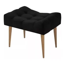 Puff Banqueta Retro:preto Veludo - 1