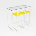 Ver imagem 1 de Bancada Cozinha Balcão Gourmet Vidro 2 Banquetas Estofado Br