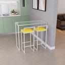 Ver imagem 2 de Bancada Cozinha Balcão Gourmet Vidro 2 Banquetas Estofado Br