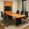 Mesa Reunião para Escritório 1,80m C/ Painel de Tv F5 Office Cor:freijó com Preto - 1