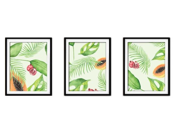 Quadro decor délicat preto 80x140 folhas tropicais mod 183 - 1
