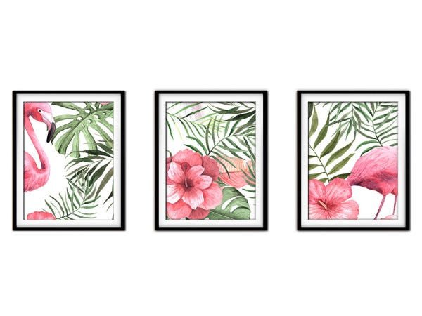Quadro decor délicat preto 80x140 folhas tropicais mod 157 - 1