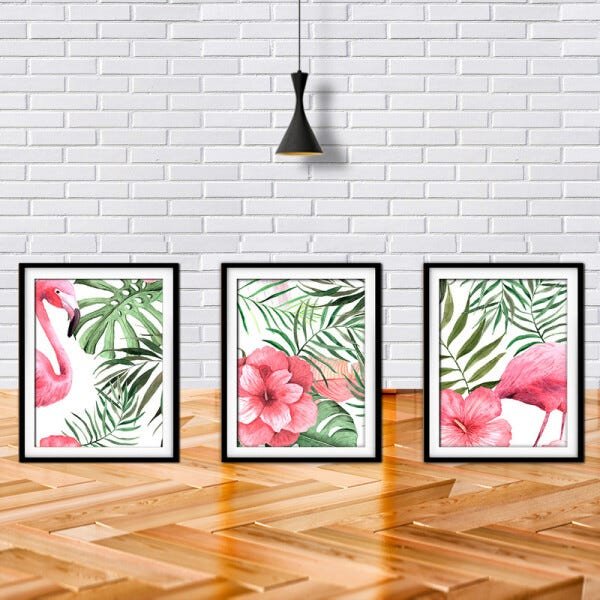 Quadro decor délicat preto 80x140 folhas tropicais mod 157 - 2