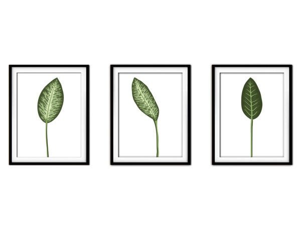 Quadro decor délicat preto 80x140 folhas tropicais mod 155 - 1
