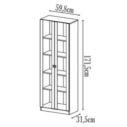 Armario Para Escritorio 2 Portas De Vidro ME4115 Branco Tecno Mobili - 4