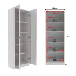 Armario para Escritorio 2 Portas de Vidro ME4115 Branco Tecno Mobili - 3 Armario para Escritorio 2 Portas de Vidro ME4115 Branco Tecno Mobili - 3