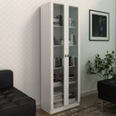 Ver imagem 2 de Armario Para Escritorio 2 Portas De Vidro ME4115 Branco Tecno Mobili