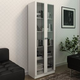 Armario Para Escritorio 2 Portas De Vidro ME4115 Branco Tecno Mobili - 2