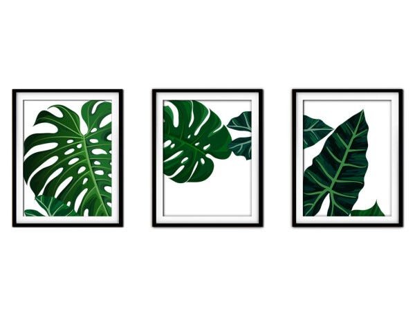 Quadro Decor Délicat Preto 68x126 Folhas Tropicais Mod 04 - 1