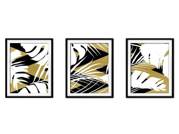 Quadro Decor Délicat Preto 68x126 Folhas Tropicais Mod 05 - 1