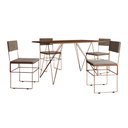 Ver imagem 6 de Mesa Jantar Industrial Trama 1,40x0,80m Amêndoa com 4 Cadeiras Estofadas Vitória Bege e Cobre