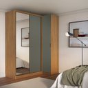 Ver imagem 1 de Guarda Roupa de Canto Porta de Correr com Espelho 3 Portas Mdf Altezza Clean Belmax:freijó/titânio
