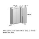 Ver imagem 4 de Guarda Roupa de Canto Porta de Correr com Espelho 3 Portas Mdf Altezza Clean Belmax:freijó/titânio
