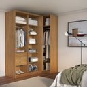 Ver imagem 3 de Guarda Roupa de Canto Porta de Correr com Espelho 3 Portas Mdf Altezza Clean Belmax:freijó/titânio