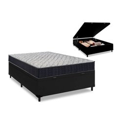 Box Baú Casal Preto + Colchão de Espuma D45 - Ortobom - Airtech 150 60x138x188cm - 1