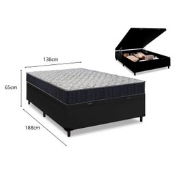 Box Baú Casal Preto + Colchão de Espuma D45 - Ortobom - Airtech 150 60x138x188cm - 4
