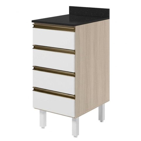 Balcão com Tampo 4 Gavetas MDF 40 cm Kali 1641022 Bianco Toq Branco Nicioli