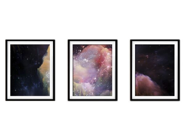 Quadro mdf preto 80x140 universo colorido mod 271 - 1