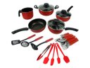 Ver imagem 1 de Kit Espátulas de Cozinha Silicone 5 Peças + Conjunto de Panelas Antiaderente Elegan C/ Tampa de Vidr
