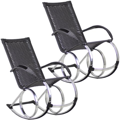 Conjunto de Cadeiras de Balanço Varanda Área Edícula Jardim Churrasco Trama Original