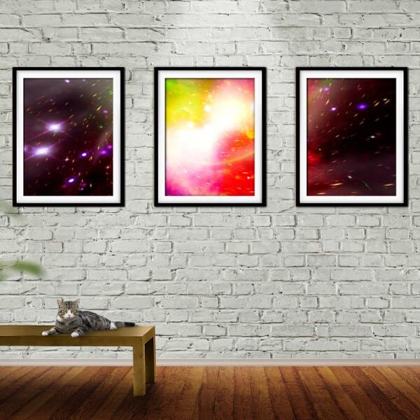 Quadro mdf preto 80x140 universo colorido mod 99 - 2