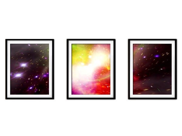 Quadro mdf preto 80x140 universo colorido mod 99 - 1