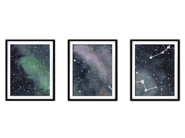 Quadro mdf preto 80x140 universo colorido mod 93 - 1