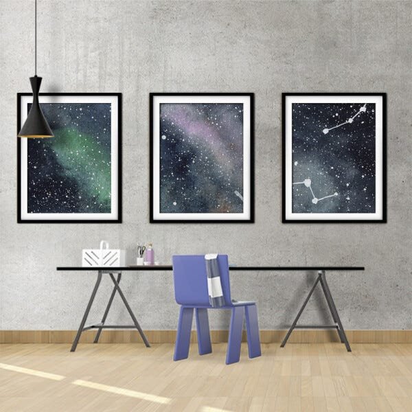 Quadro mdf preto 80x140 universo colorido mod 93 - 2
