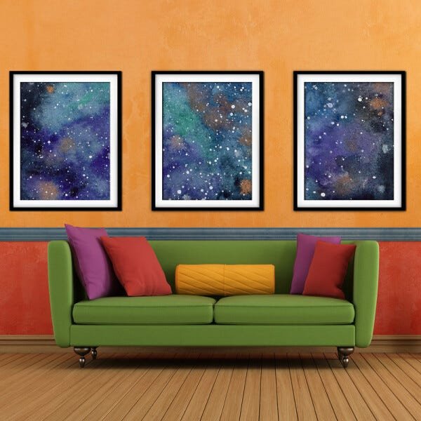 Quadro mdf preto 80x140 universo colorido mod 91 - 2