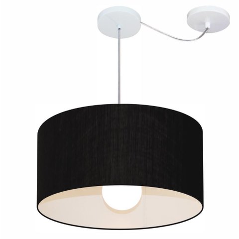 Lustre Pendente Cilíndrico Com Desvio de Centro Vivare Md-4230 Cúpula em Tecido 50x25cm - Bivolt - P